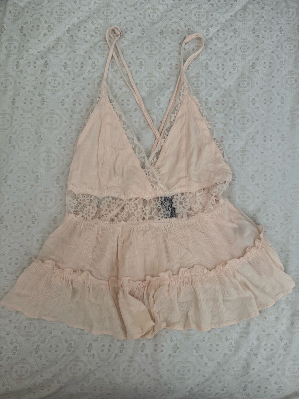 Forever 21 Blush Peach Lace-Trim Chemise